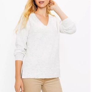 LOFT Flecked Relaxed V-Neck Sweater size Small